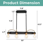 6 Lights Rectangular pendant lights Black and gold kitchen light island chandelier