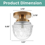 Globe LED light fixture golden and clear hallway lighting brass and glass ceiling light