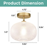 1- light entryway light gold and clear ceiling light glass and metal mount flush light