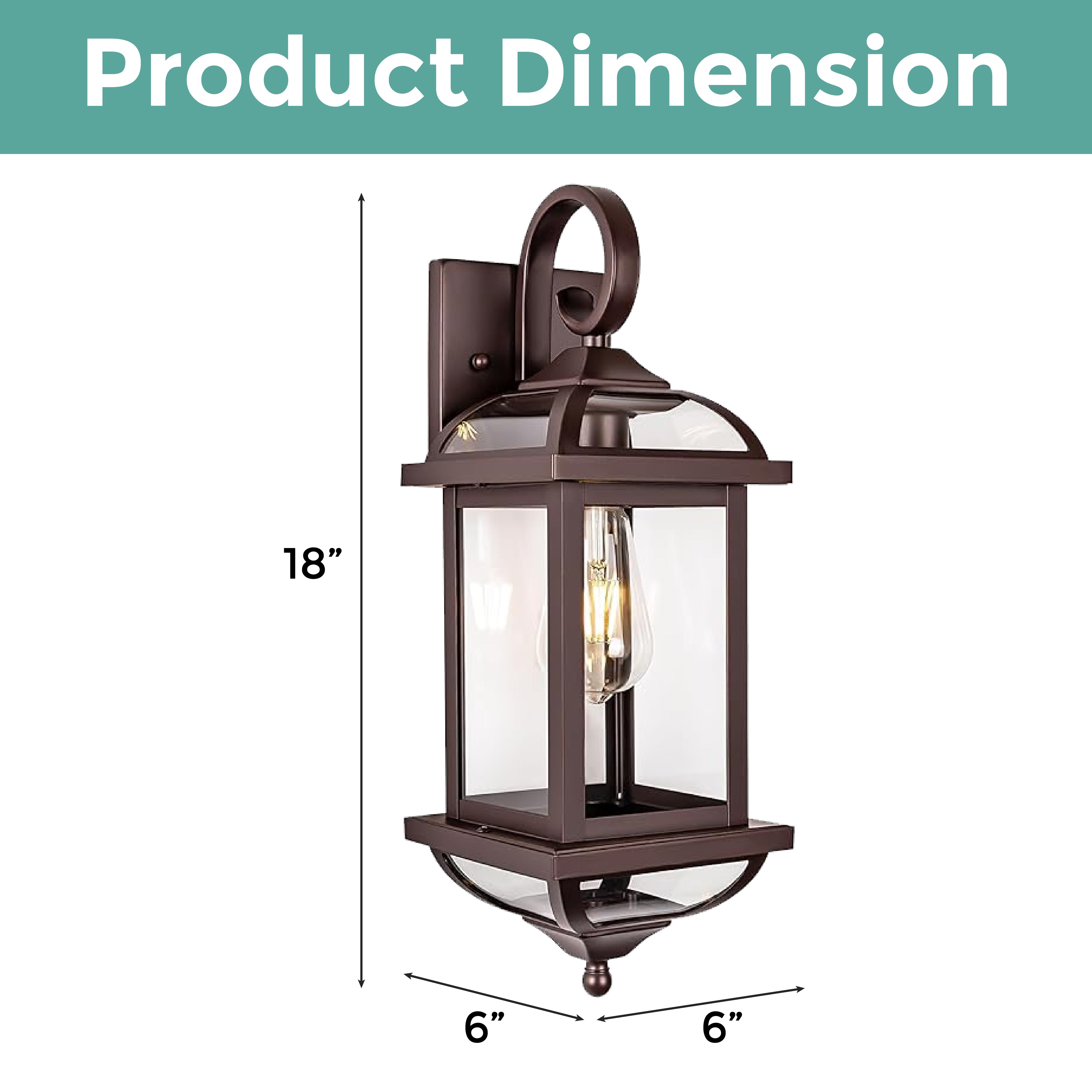 2-Pack Vintage patio lights oil-rubbed bronze and clear wall lights aluminum and glass sconces light