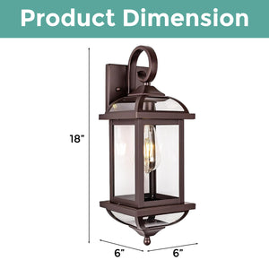 2-Pack Vintage patio lights oil-rubbed bronze and clear wall lights aluminum and glass sconces light