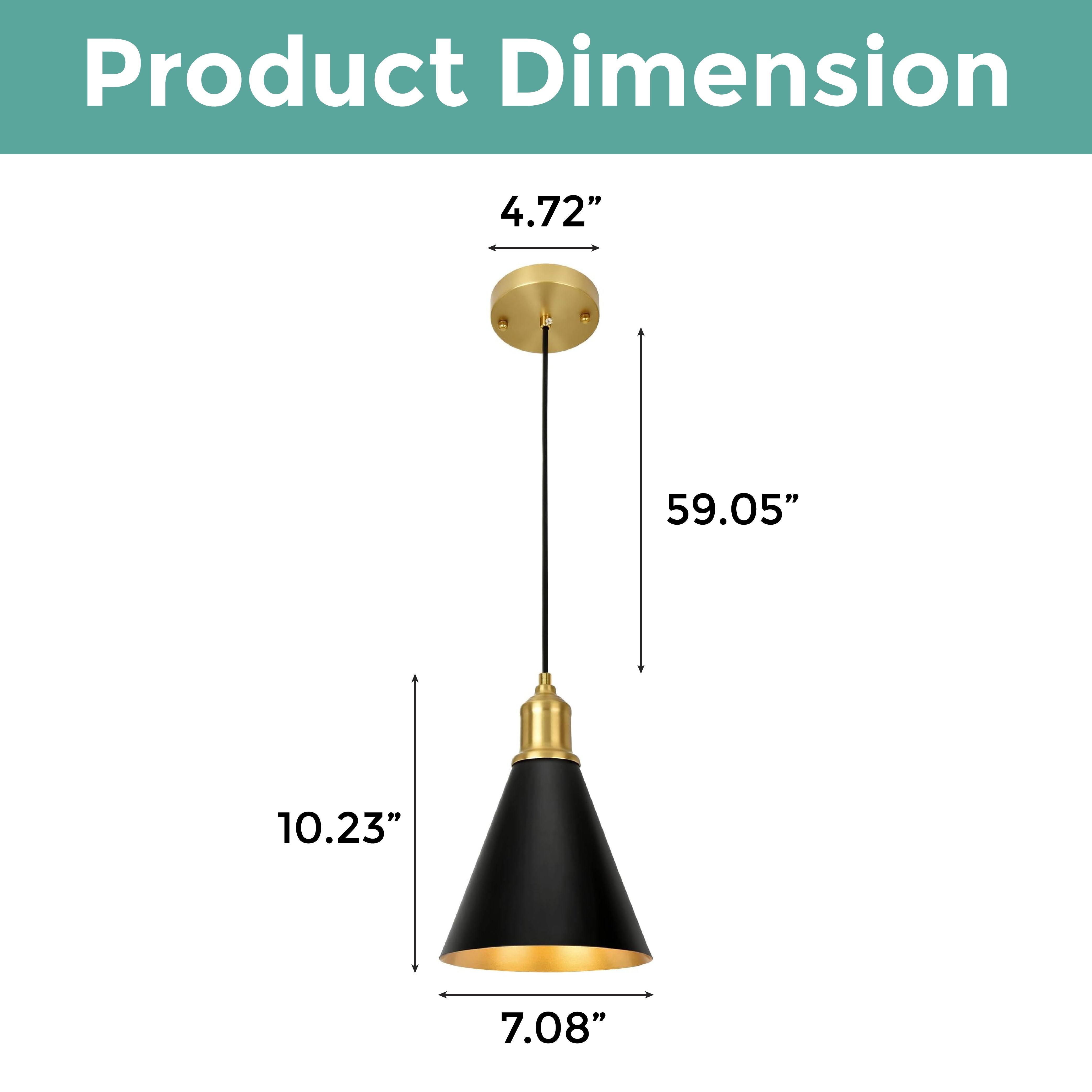 1-Light Industrial hanging light black and gold kitchen light brass and metal pendant light