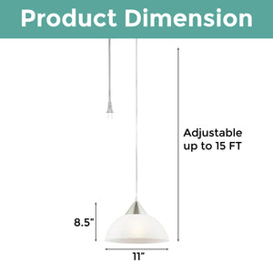 Plug in pendant light metal hanging light white glass shade fixtures light