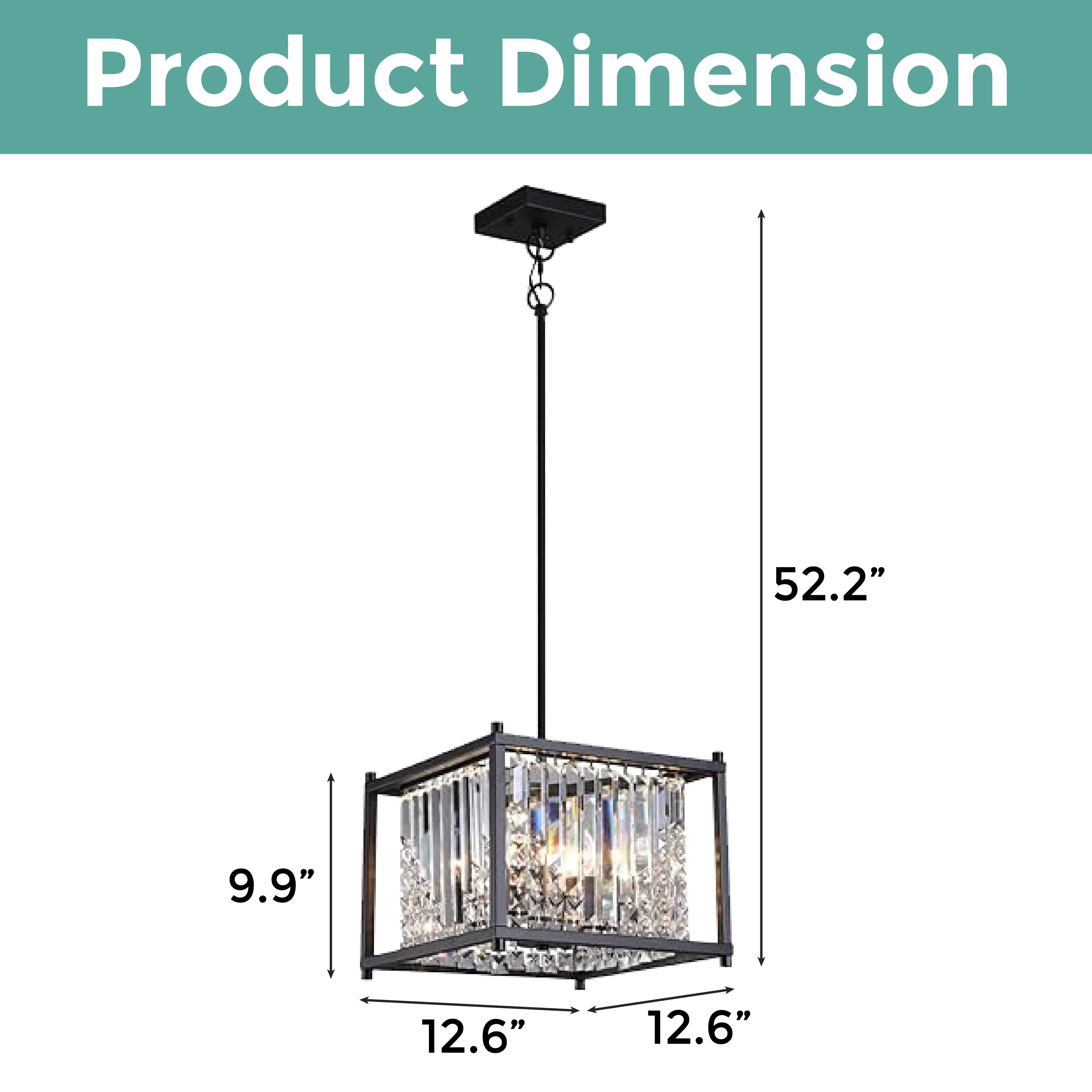 Farmhouse industrial chandelier lighting 4 light black entryway light crystal pendant light