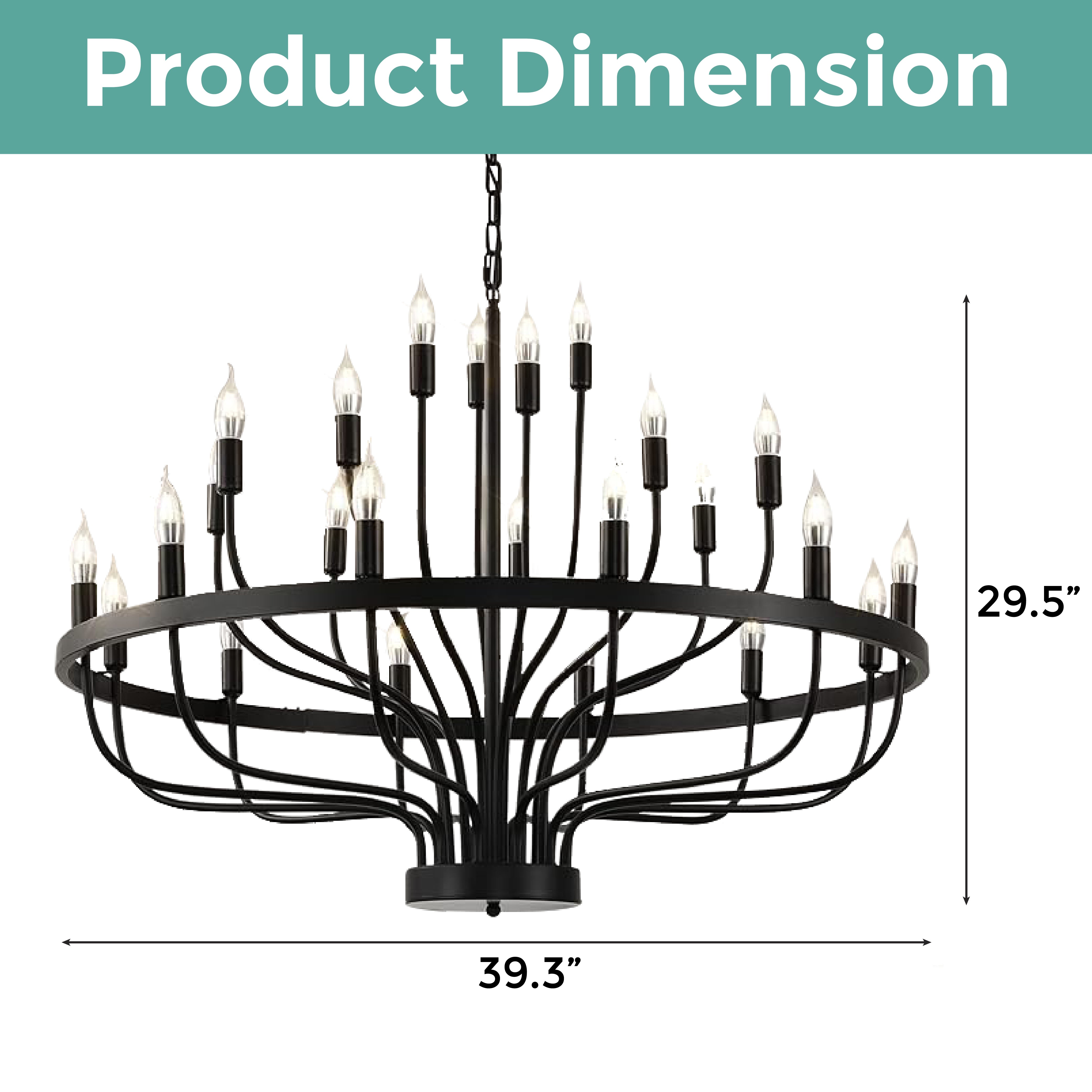 24 Light chandeliers light black industrial pendant light farmhouse candle wagon wheel island lighting