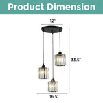 3 Lights contemporary pendant lights black hanging lights metal and crystal island lights