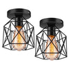 2 pack retro light fixture ceiling mount black cage semi flush mount ceiling lamp