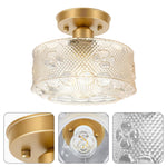 1-light farmhouse light fixture gold and clear ceiling lights aluminum and glass mount flush light