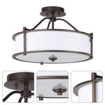 3 Light modern mount flush light dark bronze and white ceiling light Iron and fabirc Kitchen light