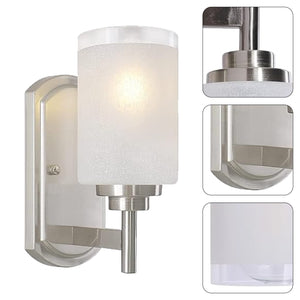 2 Pack entryway light silver and warm white vanity light brass and glass wall light