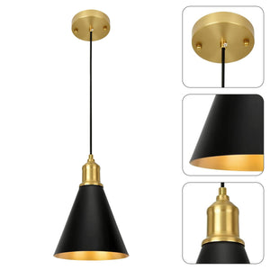 1-Light Industrial hanging light black and gold kitchen light brass and metal pendant light