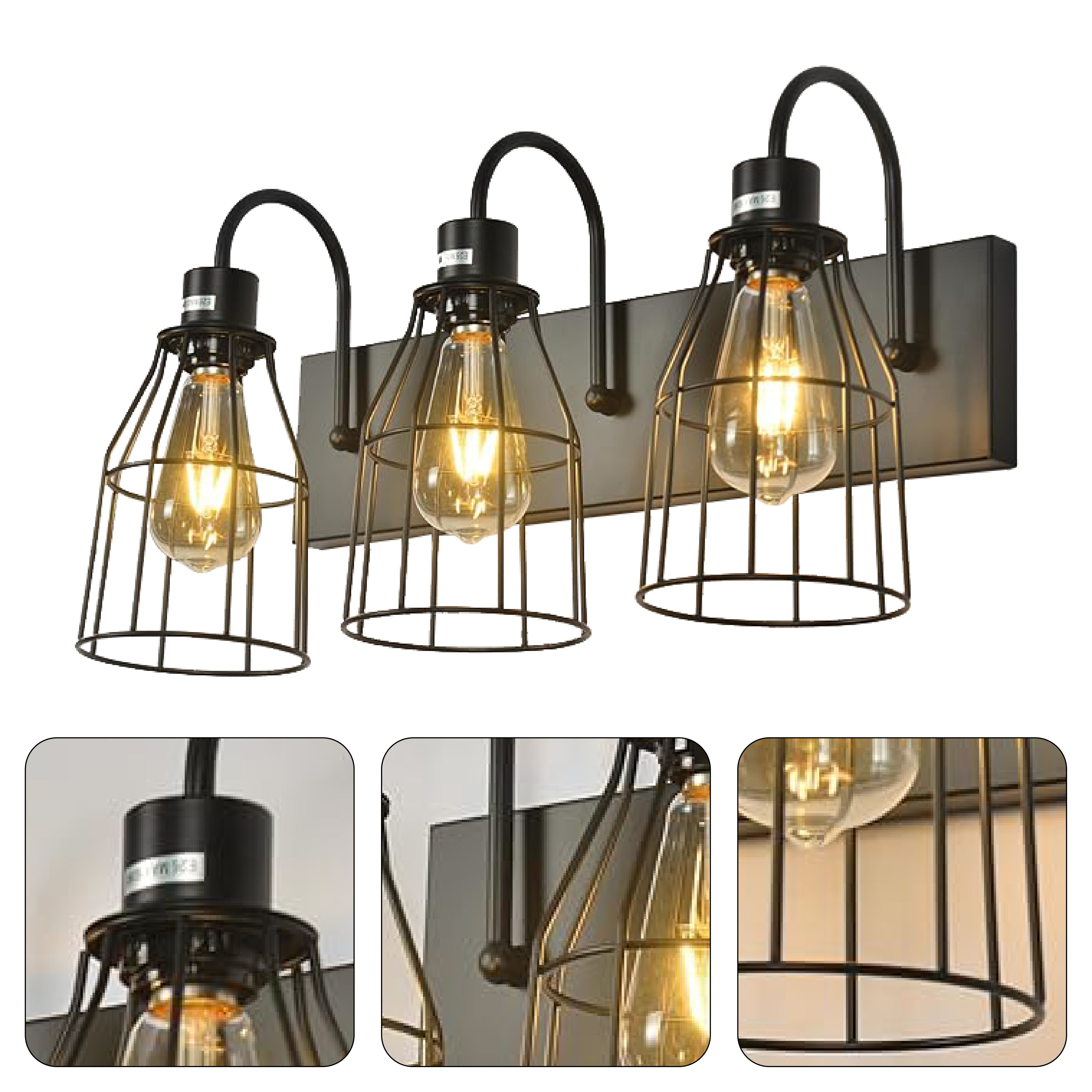 3-Light farmhouse fixtures light black vanity light iron wall sconce light