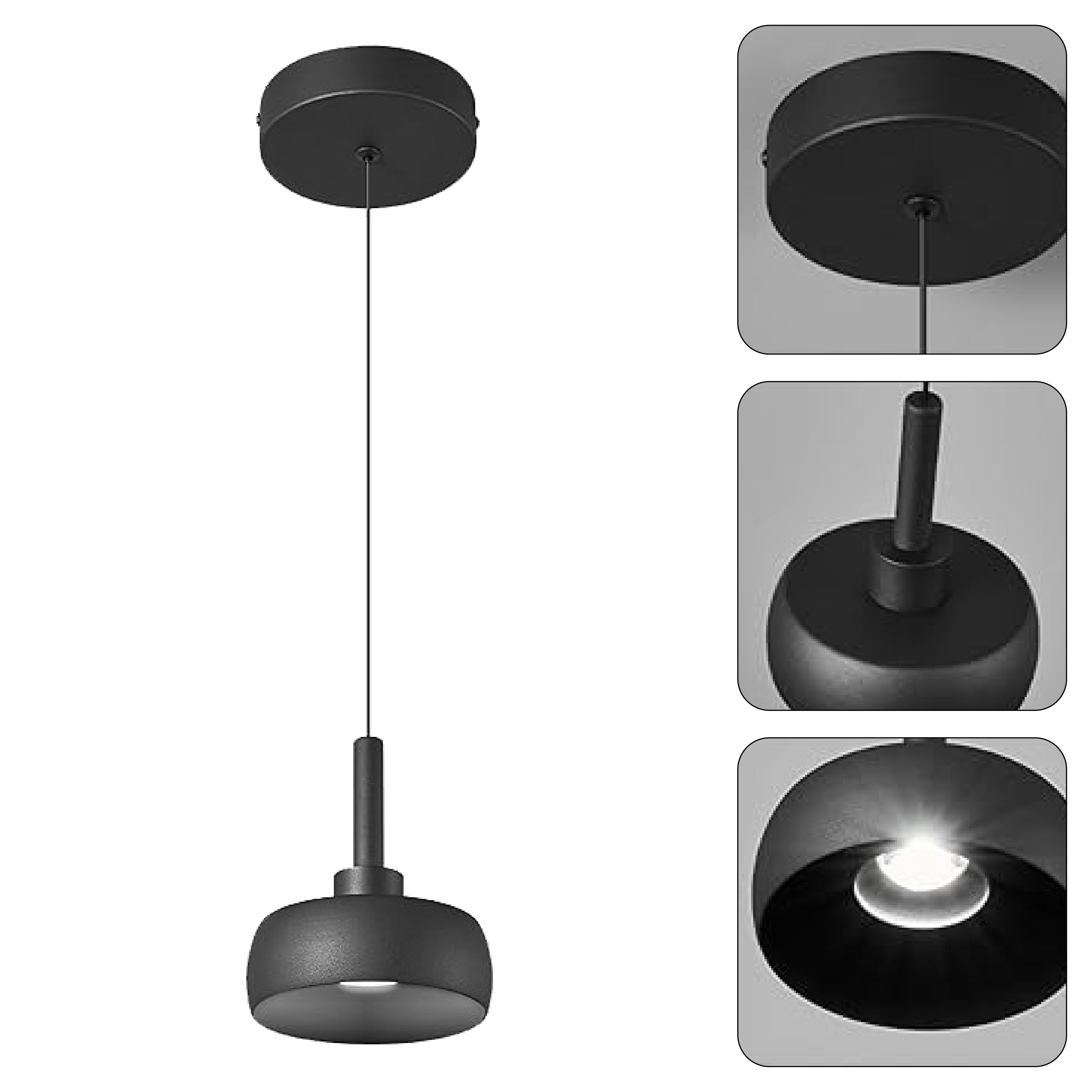 3 Pack modern pendant lights black hanging light metal island lamp