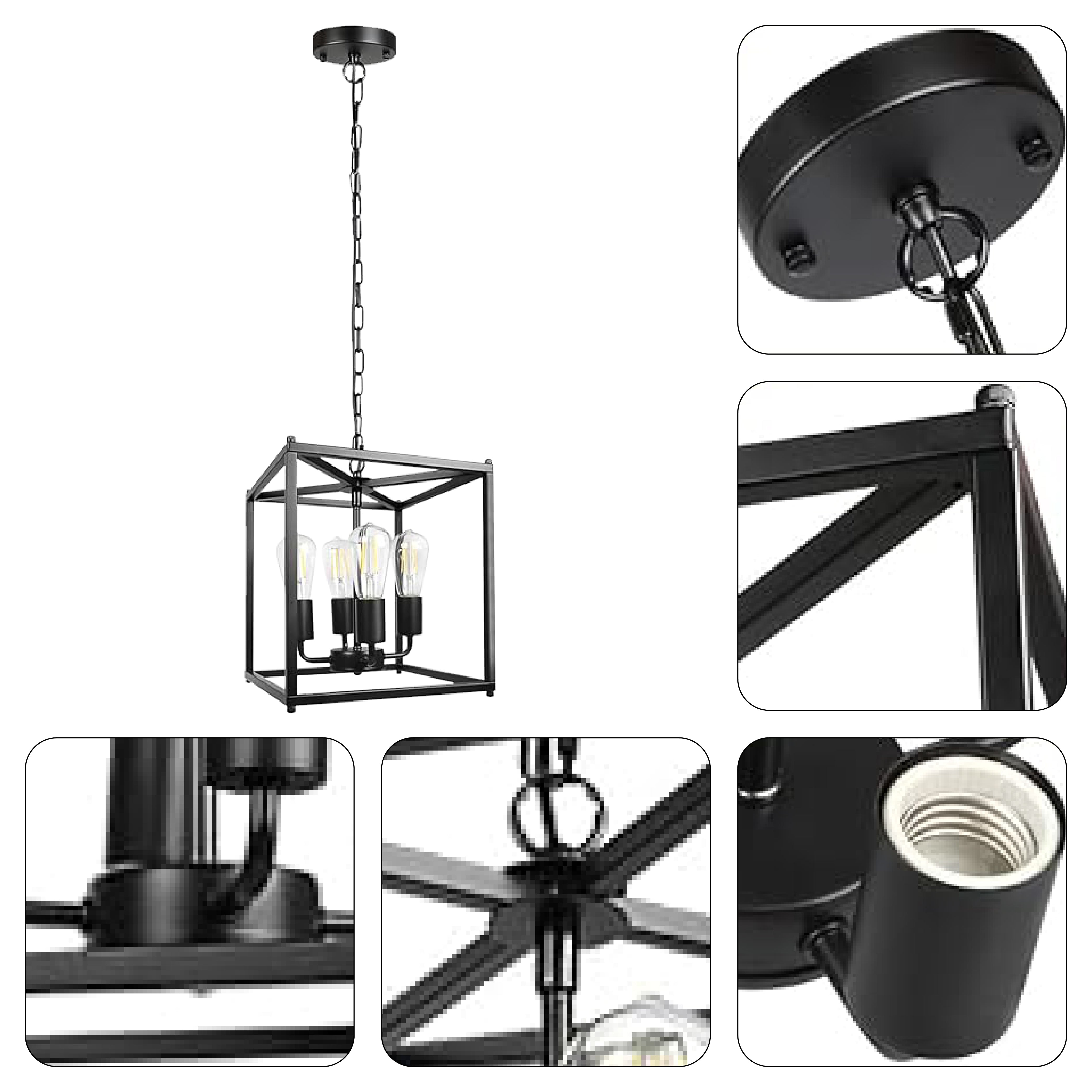 4 light farmhouse pendant light black kitchen light metal cage hanging light