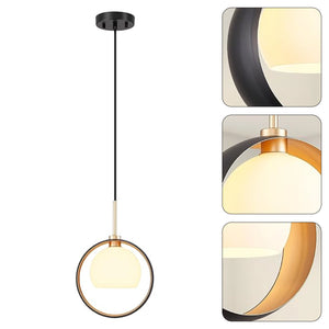 1 Light mid-century modern island lights black and glod hanging lamp glass and metal pendant light