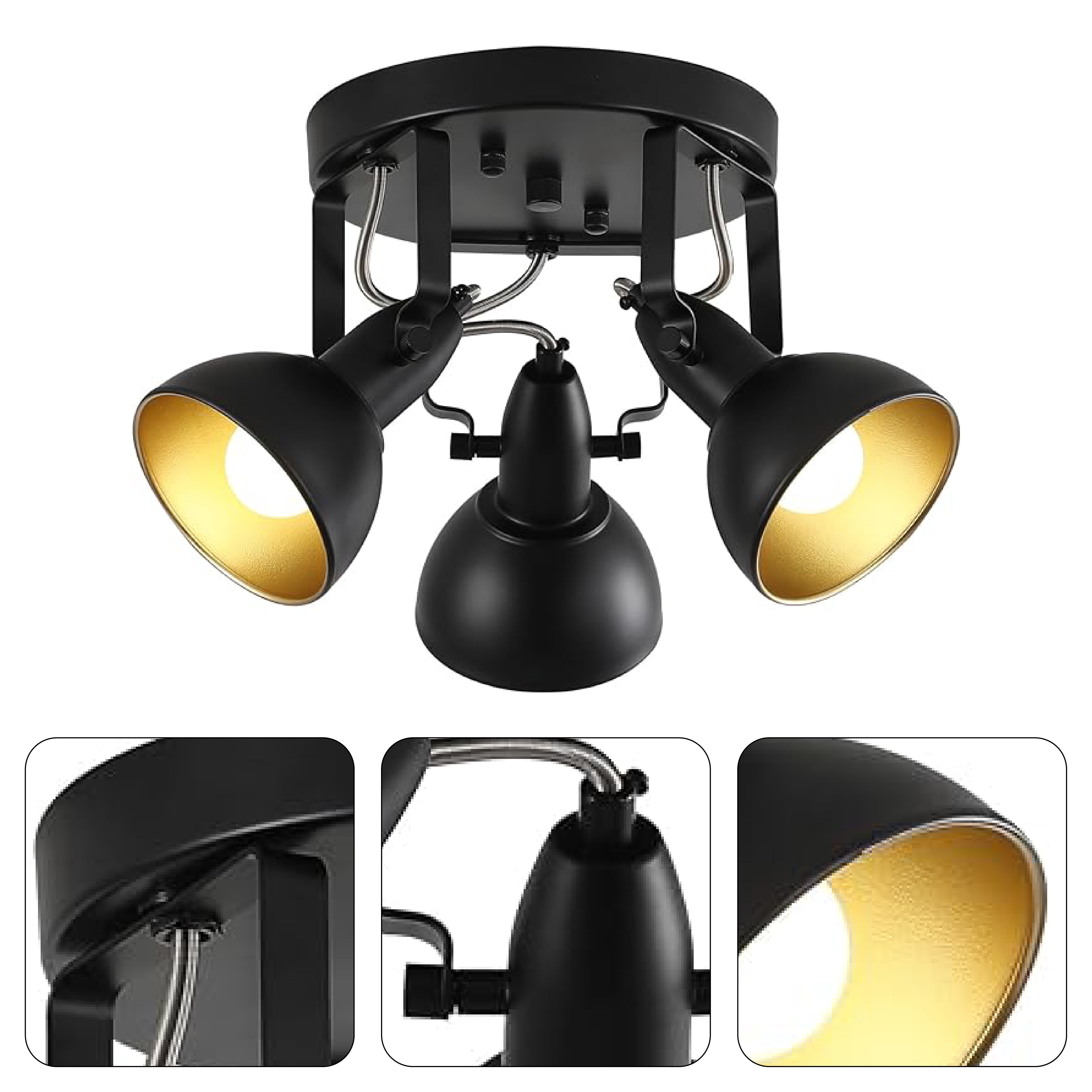 3 Light farmhouse track lighting black kitchen light iron flush ceiling light