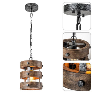 Single farmhouse Industrial lighting fixtures Dark Brown pendant lights Wood hanging lights