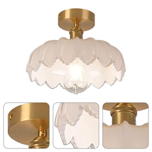 1-Bulbs industrial fixture light gold and white flush mount light brass and glass ceiling light