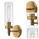 E26 base tubular led industrial sconce light antique and transparent wall lights iron and glass wall lamp fixtures