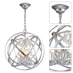 4-Light globe chandelier lighting Silvery crystal hanging light