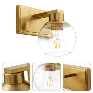 2 Pack modern fixtures light gold and clear wall lights brass and glass bathroom lights