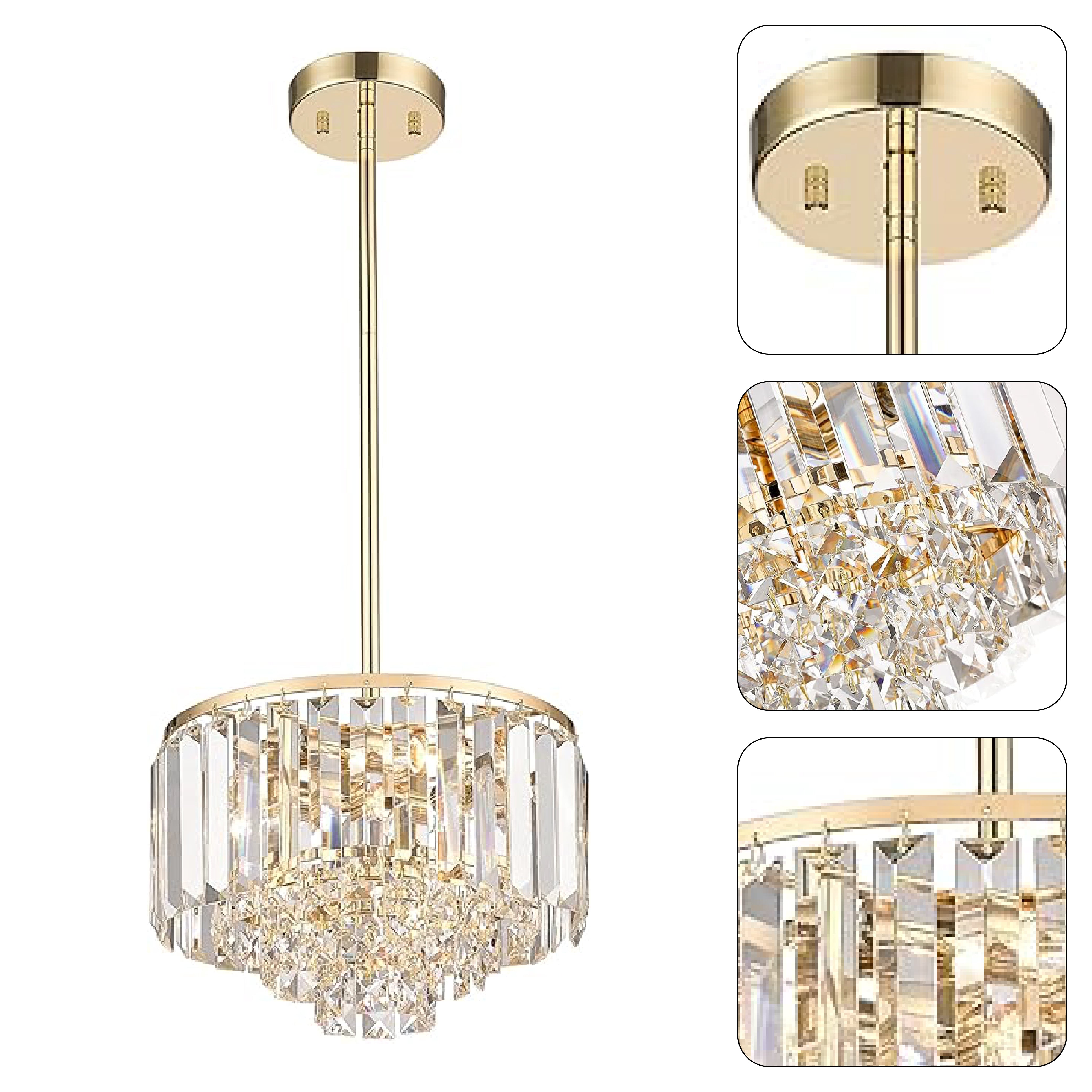 Modern crystal chandelier lights Gold kitchen island pendant light fixture