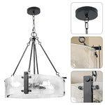 Elegant Drum Farmhouse light fixture Black glass hanging lights