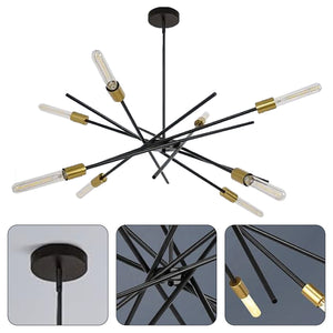 8-Light adjustable kitchen light black chandelier light sputnik industrial swag pendant light