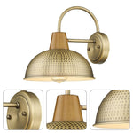 1-light farmhouse barn wall light gold sconce lighting brass and wood fixture light