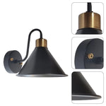 2-pack vintage sconce light black and gold fixture light steel wall light