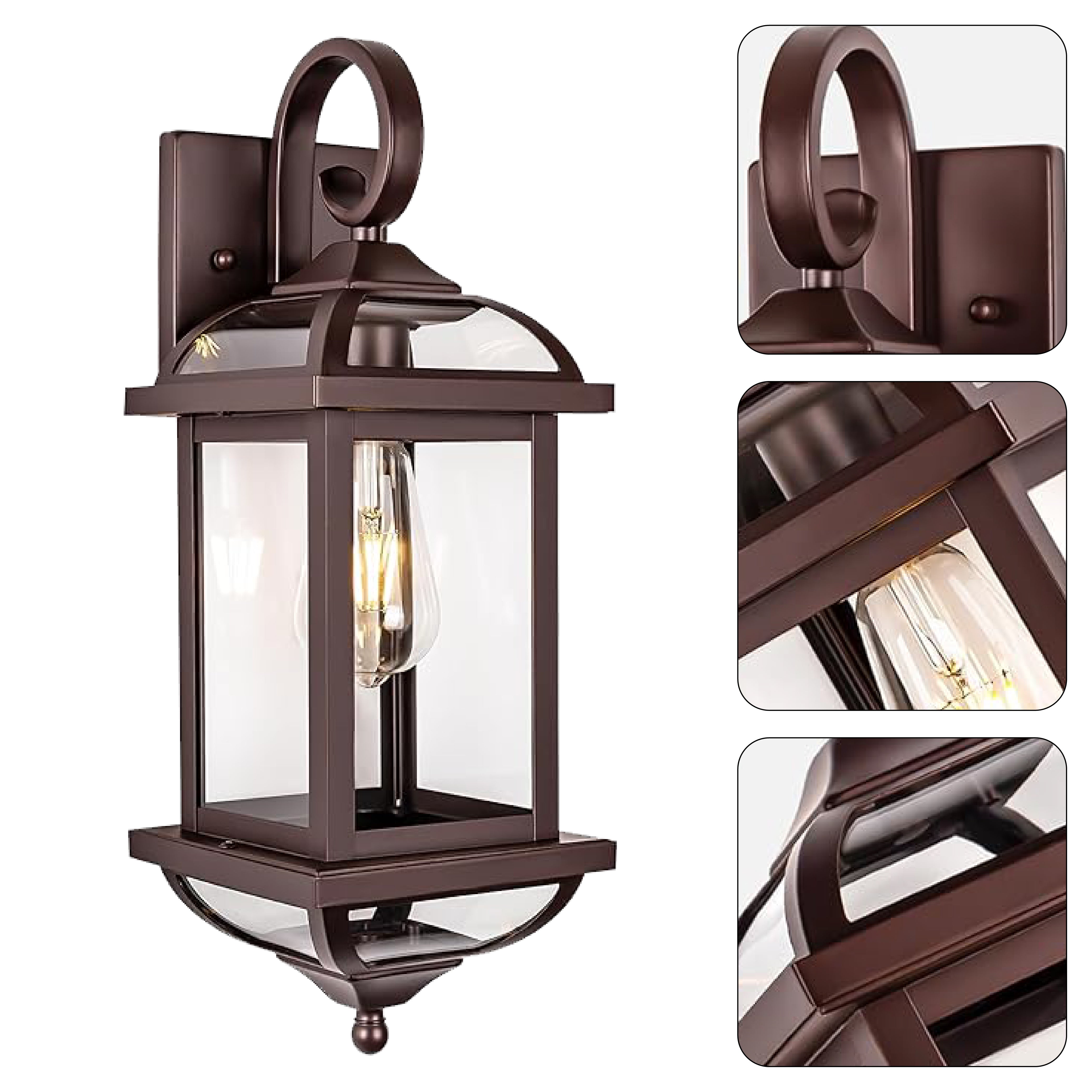 2-Pack Vintage patio lights oil-rubbed bronze and clear wall lights aluminum and glass sconces light