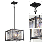 Farmhouse industrial chandelier lighting 4 light black entryway light crystal pendant light