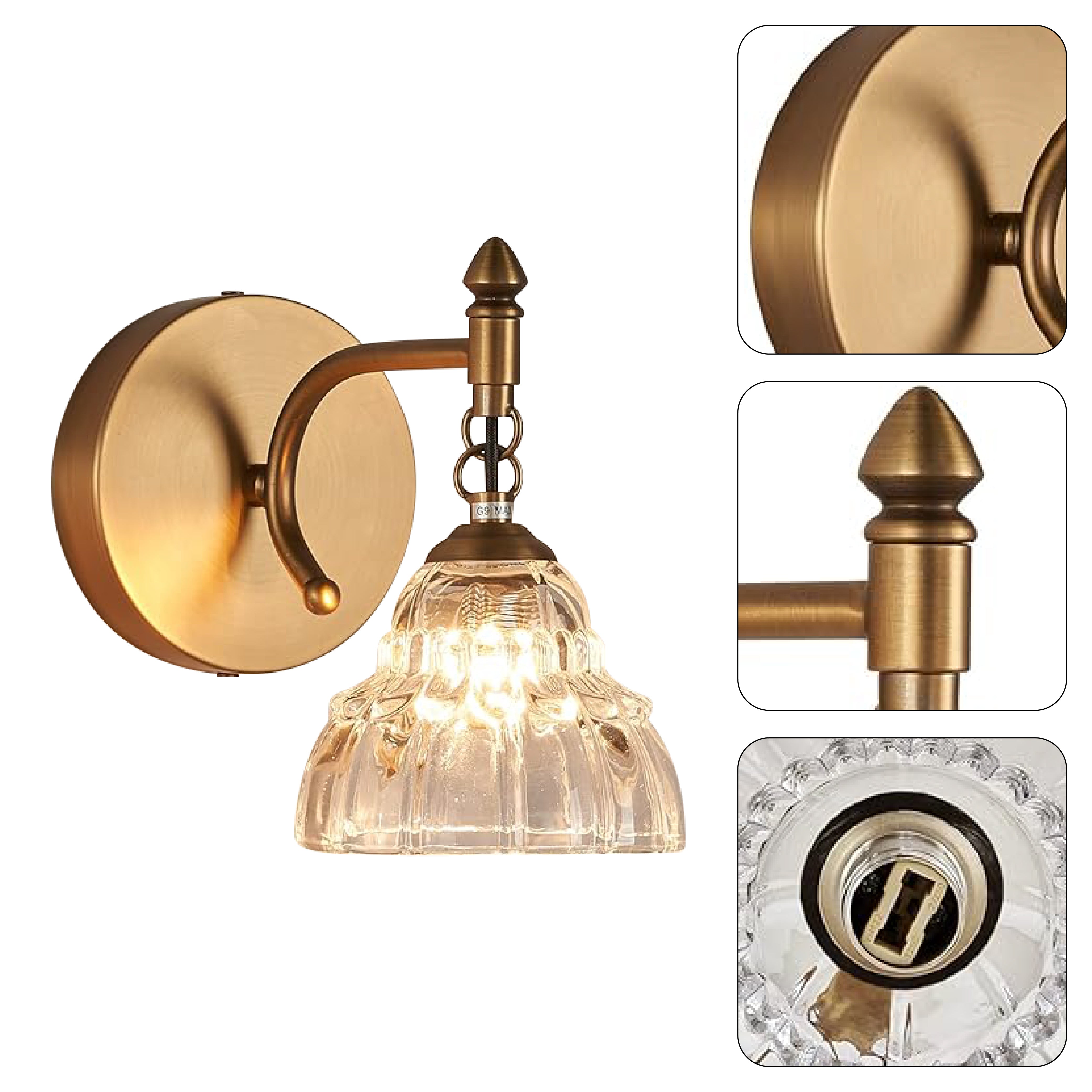 1 light modern vanity lights gold and clear wall lights brass and glass fixtures lights