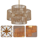 4-light large pendant for light woven rattan hanging lighting 3 round kitchen island light