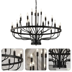 24 Light chandeliers light black industrial pendant light farmhouse candle wagon wheel island lighting