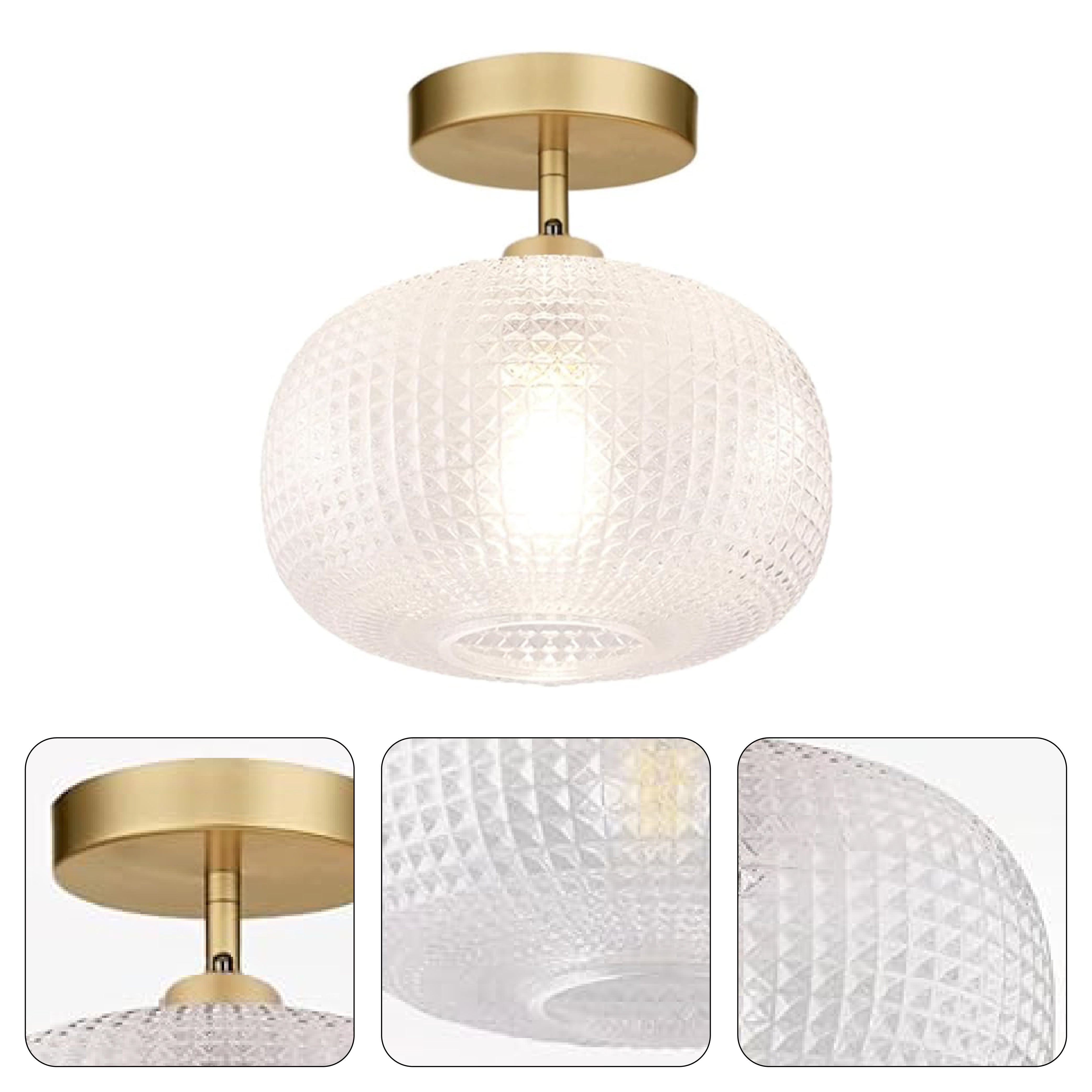 1- light entryway light gold and clear ceiling light glass and metal mount flush light