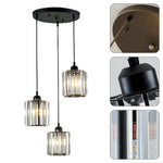 3 Lights contemporary pendant lights black hanging lights metal and crystal island lights