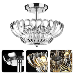 2-Light modern ceiling light in ceiling silver kitchen lights steel and glass flush mount light