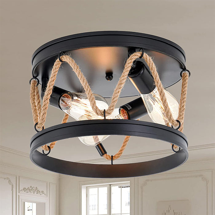 3 light rope ceiling light fixture industrial farmhouse flush mount ceiling light