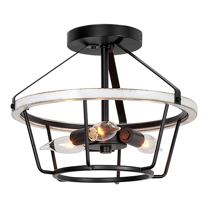 3 light rust semi flush ceiling light wood black ceiling lamp