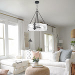 Elegant Drum Farmhouse light fixture Black glass hanging lights