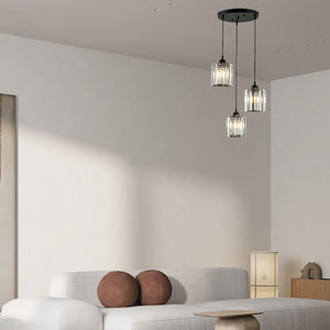 3 Lights contemporary pendant lights black hanging lights metal and crystal island lights