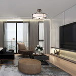 3 Light modern mount flush light dark bronze and white ceiling light Iron and fabirc Kitchen light