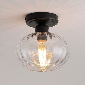 Industrial glass semi flush ceiling lights black ceiling light fixture