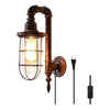 Industrial plug in wall light fixture vintage glass wall lamp