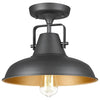 Industrial semi flush mount light fixture farmhouse black close to ceiling lighting