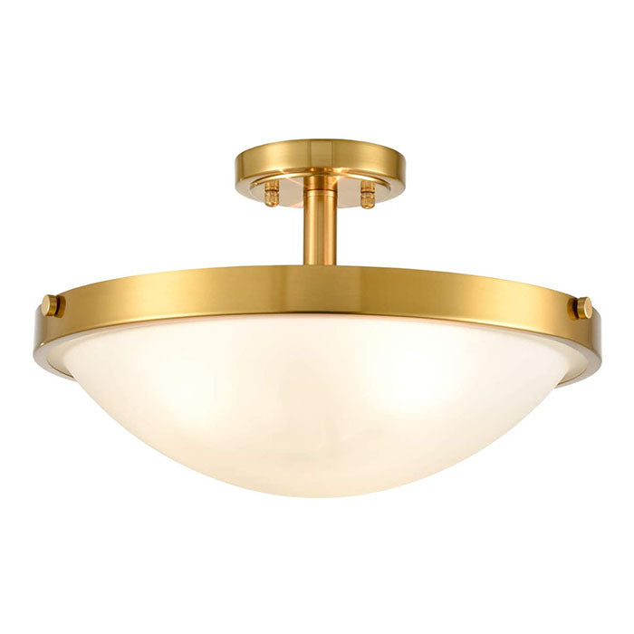 Modern brass ceiling light 3 light semi flush mount ceiling lamp with glass shade