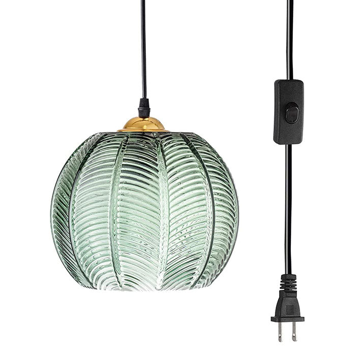 Plug in glass pendant light fixture modern globe green pendant lighting