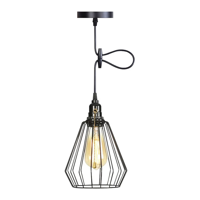 Vintage Industrial pendant light adjustable black cage hanging lighting