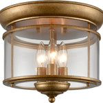 3 light industrial flush mount ceiling light fixture antique gold ceiling lamp